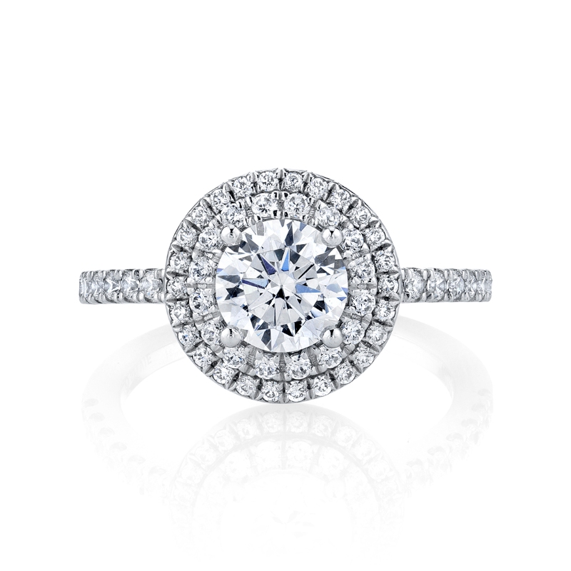 Round Cut Double Halo Engagement Ring - Claudia