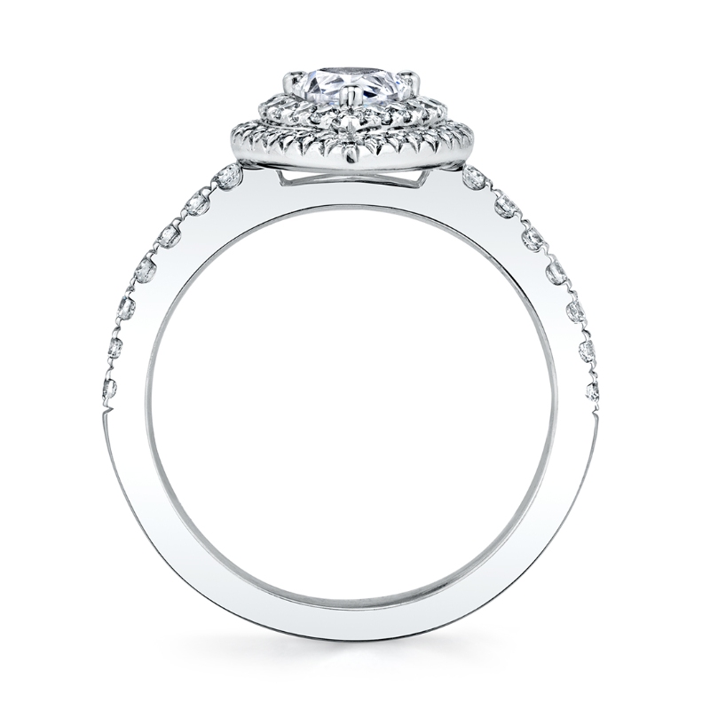 Pear Shaped Double Halo Engagement Ring - Claudia