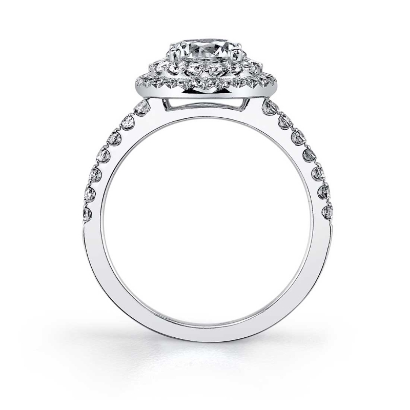 Round Cut Petite Double Halo Engagement Ring - Claudia