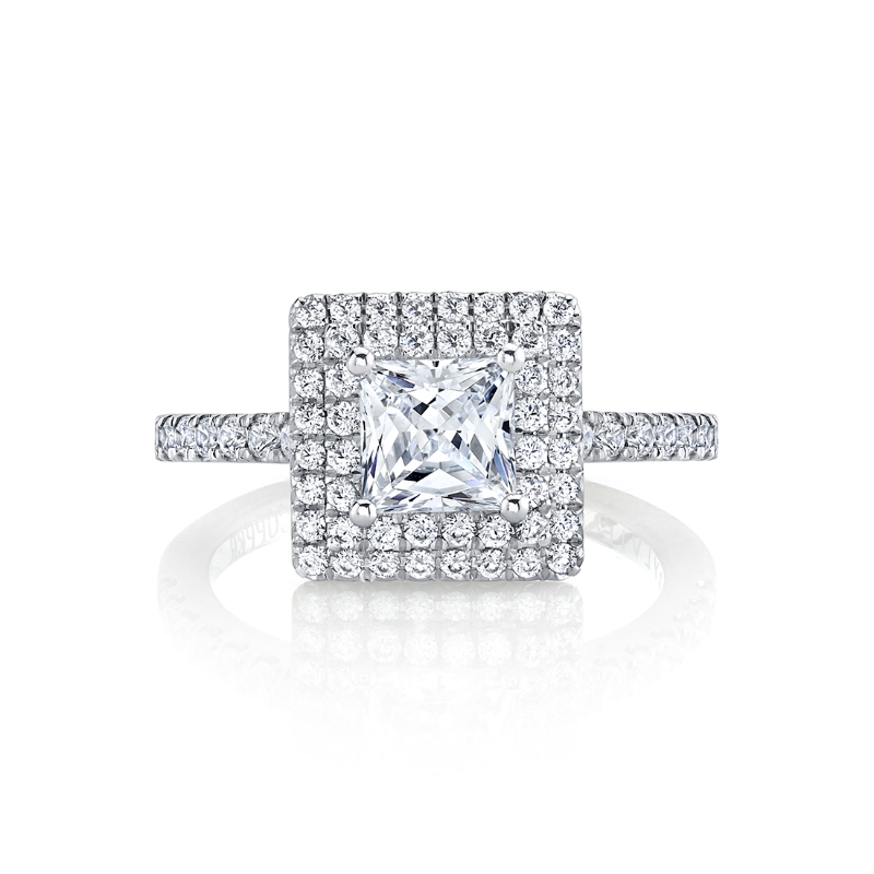 Princess Cut Classic Double Halo Engagement Ring - Melodie