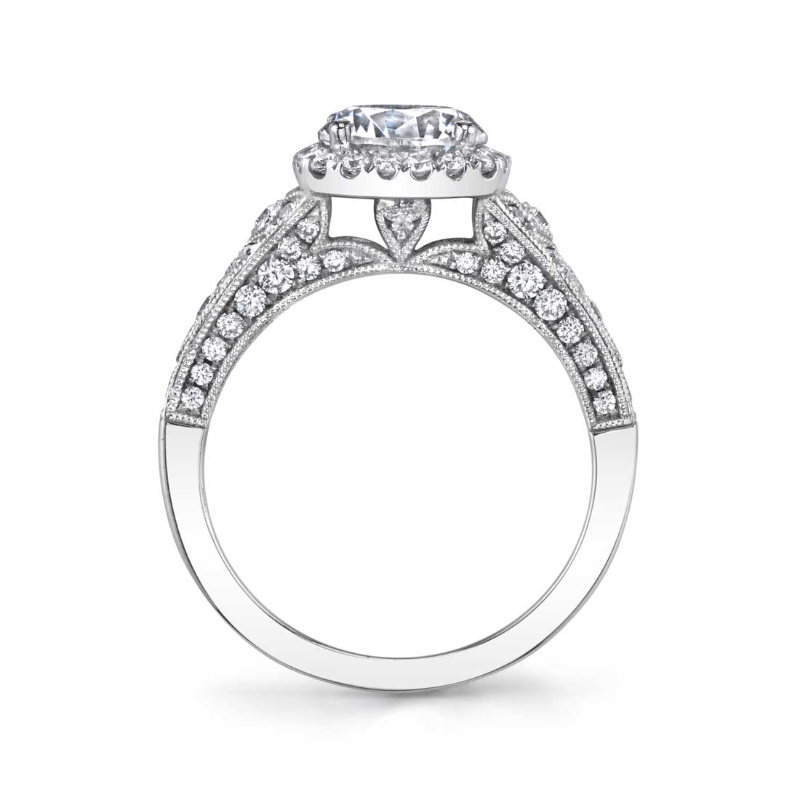 Princess Cut Modern Vintage Halo Engagement Ring - Cheri