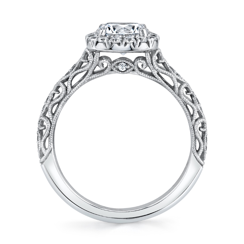 Round Cut Cushion Halo Modern Vintage Engagement Ring - Regine