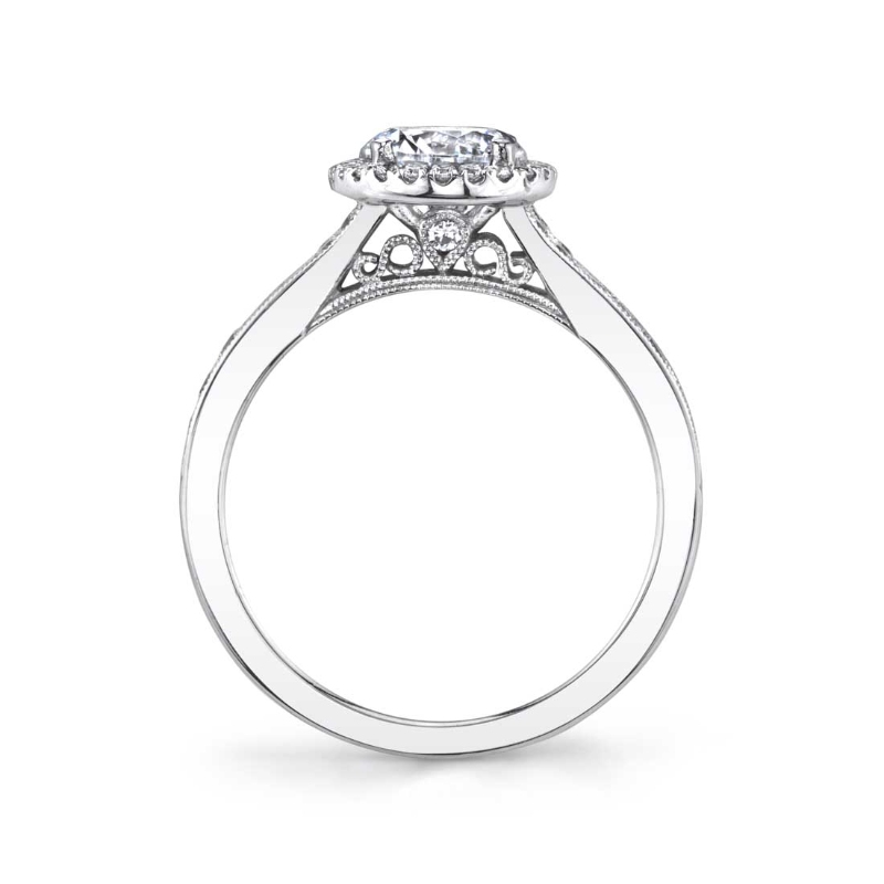 Round Cut Vintage Halo Engagement Ring - Quinn