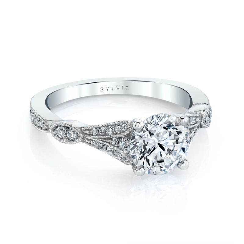 Round Cut Unique Vintage Engagement Ring - Renee