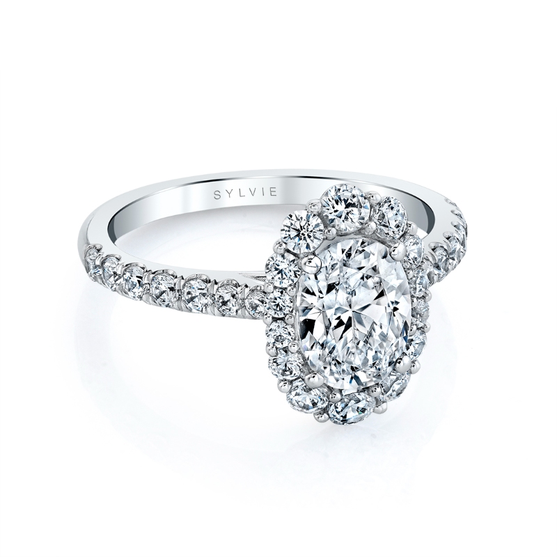Oval Cut Halo Engagement Ring - Jillian
