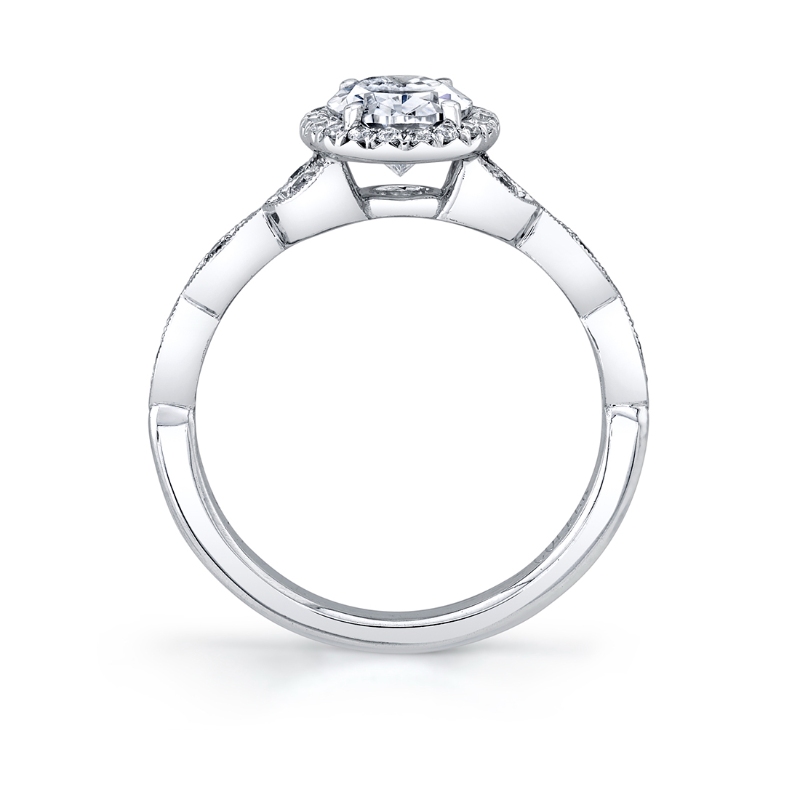 Oval Cut Unique Vintage Halo Engagement Ring - Frederique
