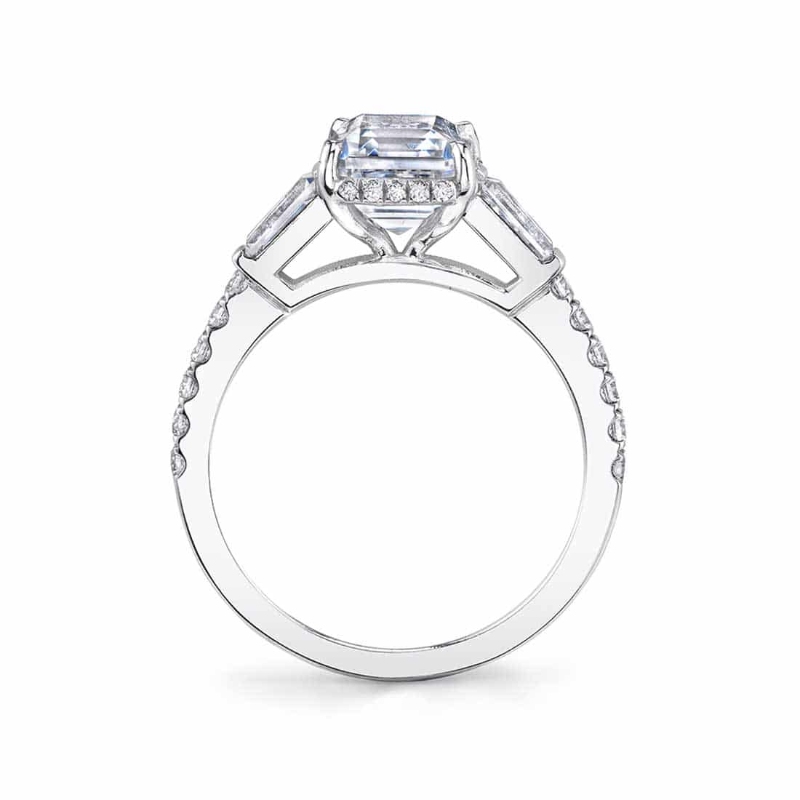 Oval Cut Baguette 3 Stone Engagement Ring - Isla