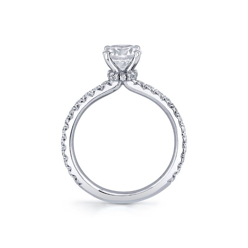 Round Cut Classic Hidden Halo Collar Engagement Ring - Nova