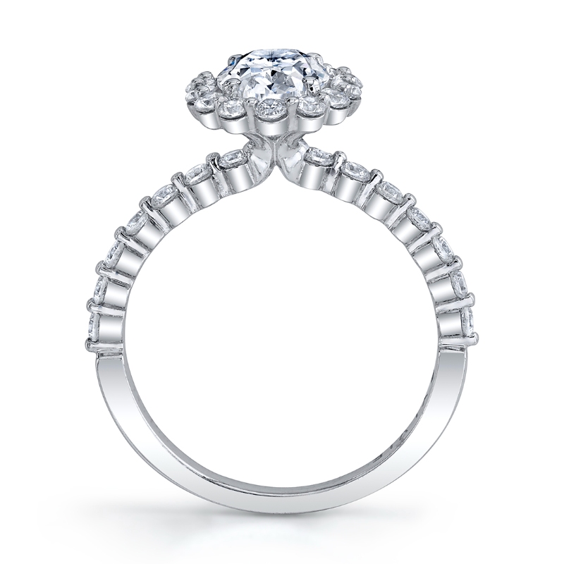 Pear Shaped Classic Halo Engagement Ring - Athena