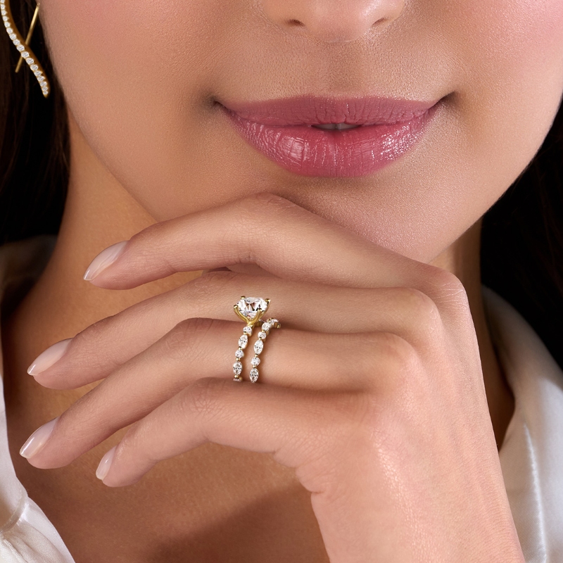 Round Cut Unique Engagement Ring - Felicity