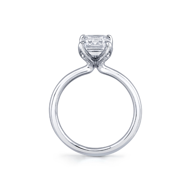 Tulira Emerald Cut Solitaire Diamond Petal Prong Engagement Ring - Shay