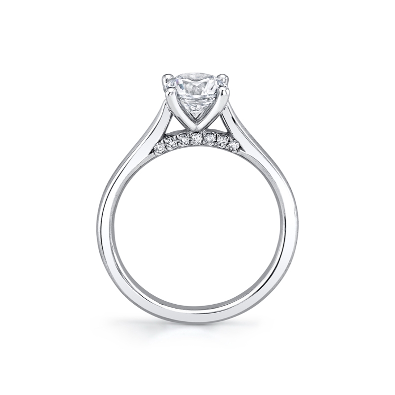 Round Cut Diamond Bridge Solitaire Engagement Ring - Leslie