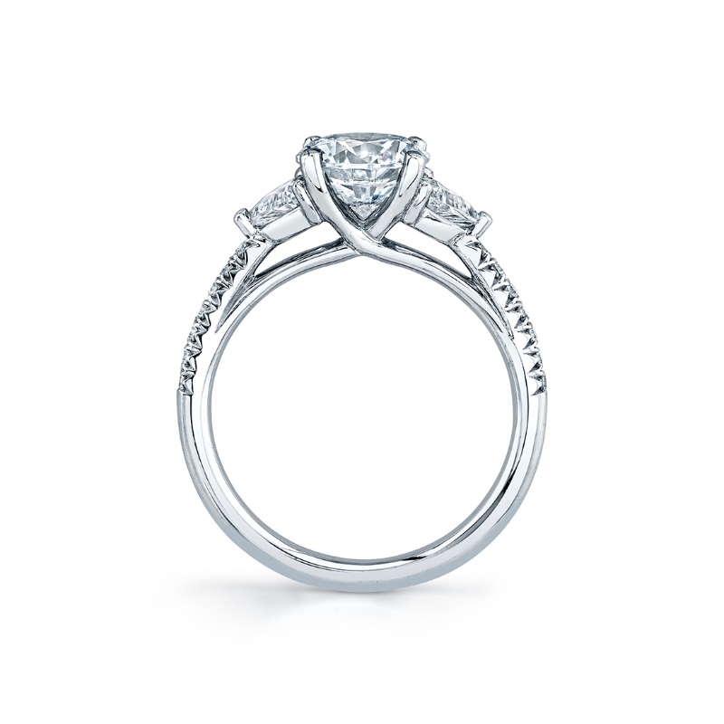 Round Cut Classic Three Stone Engagement Ring - Loretta