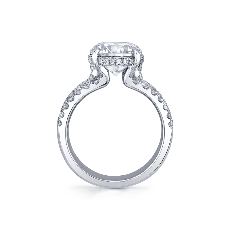 Round Cut Split Shank Hidden Halo Engagement Ring - Dawn