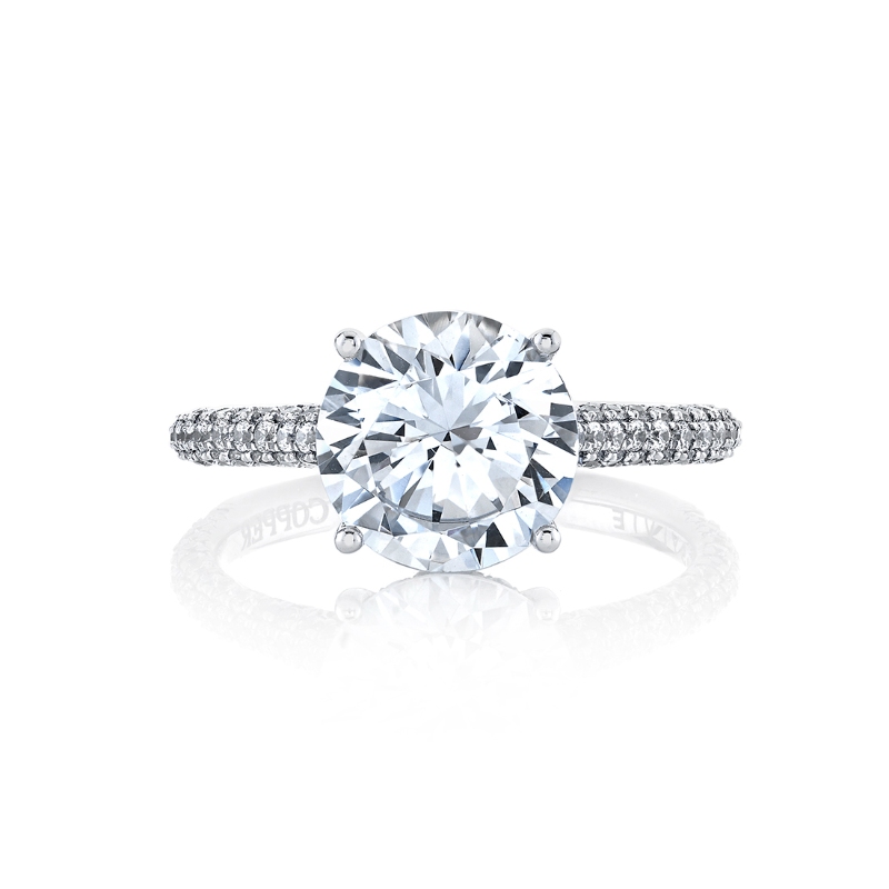 Round Cut Hidden Halo Pave Engagement Ring - Peighton