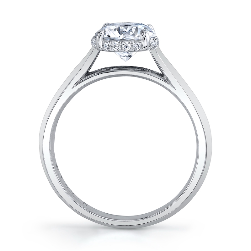 Emerald Cut Hidden Halo Solitaire Engagement Ring - Fae