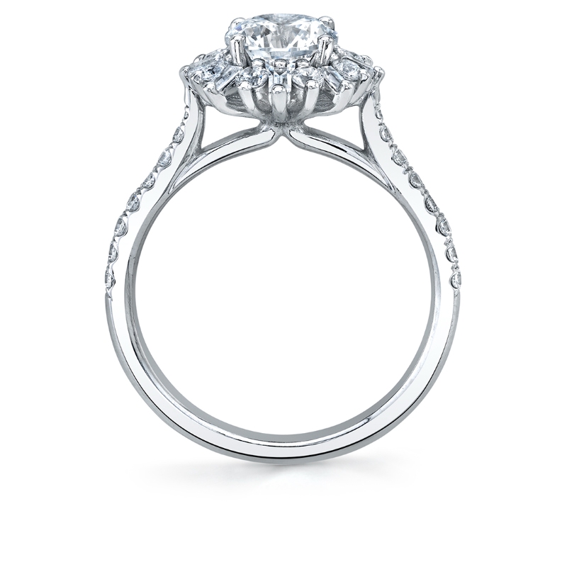 Round Cut Floral Halo Engagement Ring - Alana