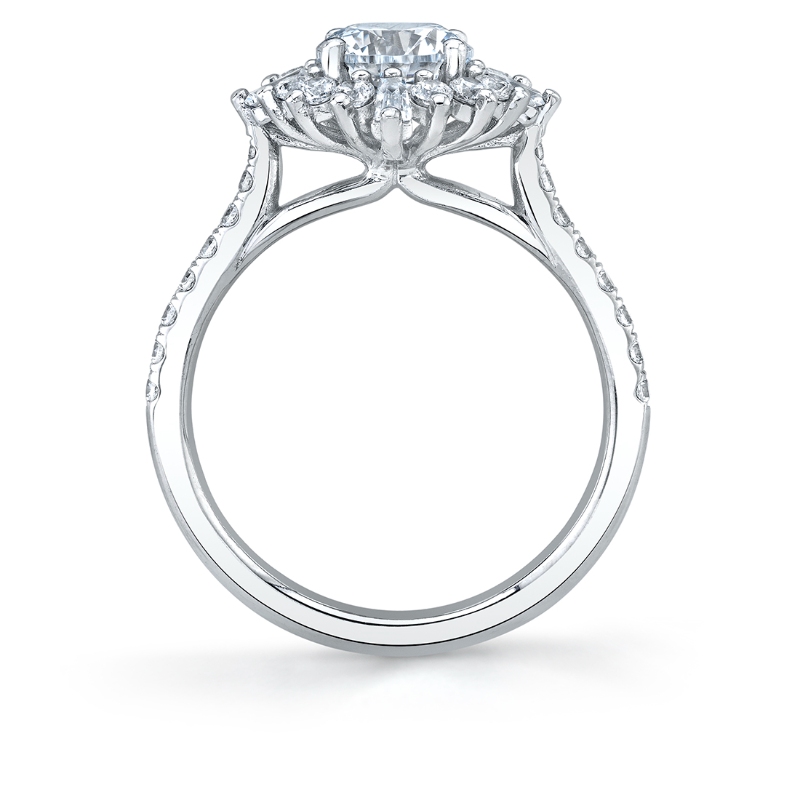 Round Cut Floral Halo Engagement Ring - Aspen