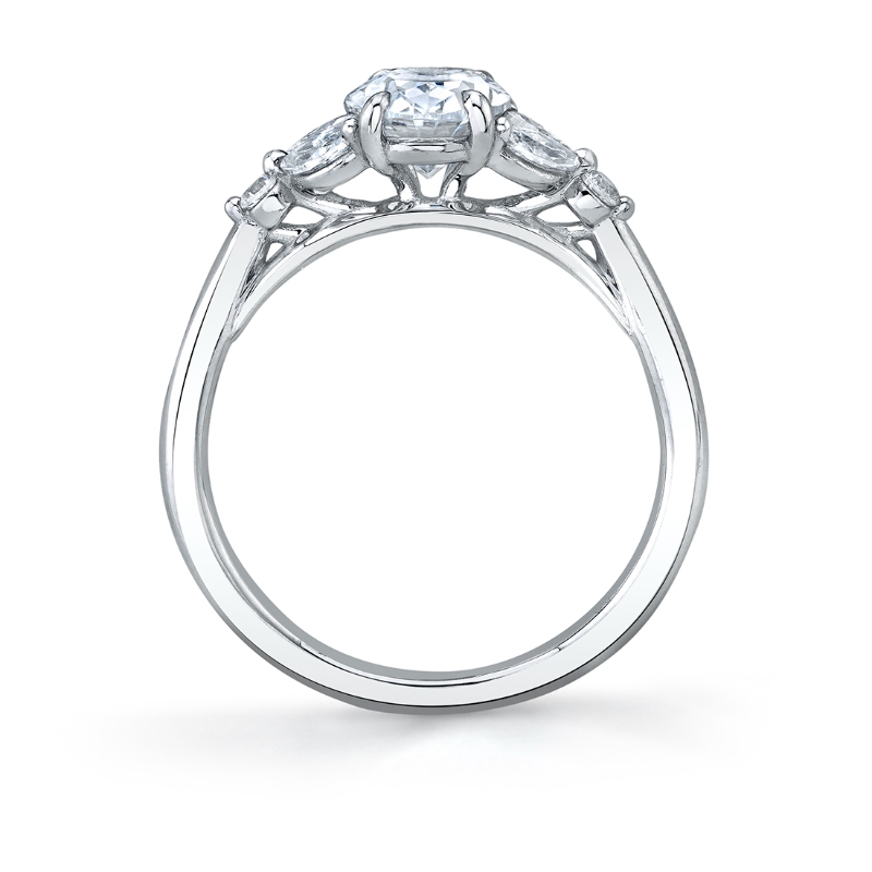 Oval Cut Unique Three Stone Engagement Ring - Alina