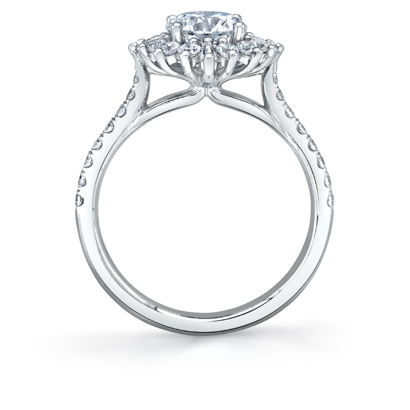 Round Cut Floral Halo Engagement Ring - Ariana