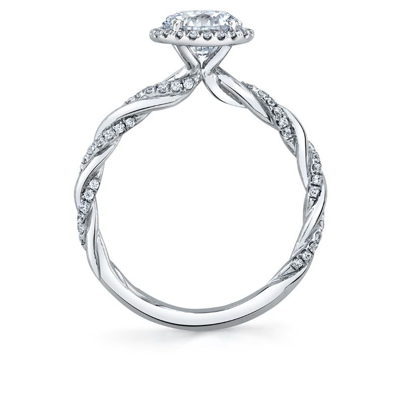 Round Cut Diamond Spiral Halo Engagement Ring - Carson
