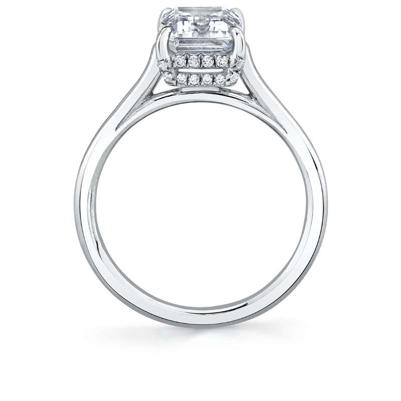Emerald Cut Solitaire Hidden Halo Engagement Ring - Carter