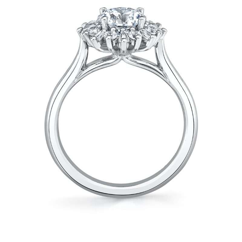 Round Cut Floral Halo Engagement Ring - Addyson