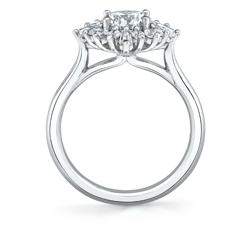 Round Cut Floral Halo Engagement Ring - Ariah