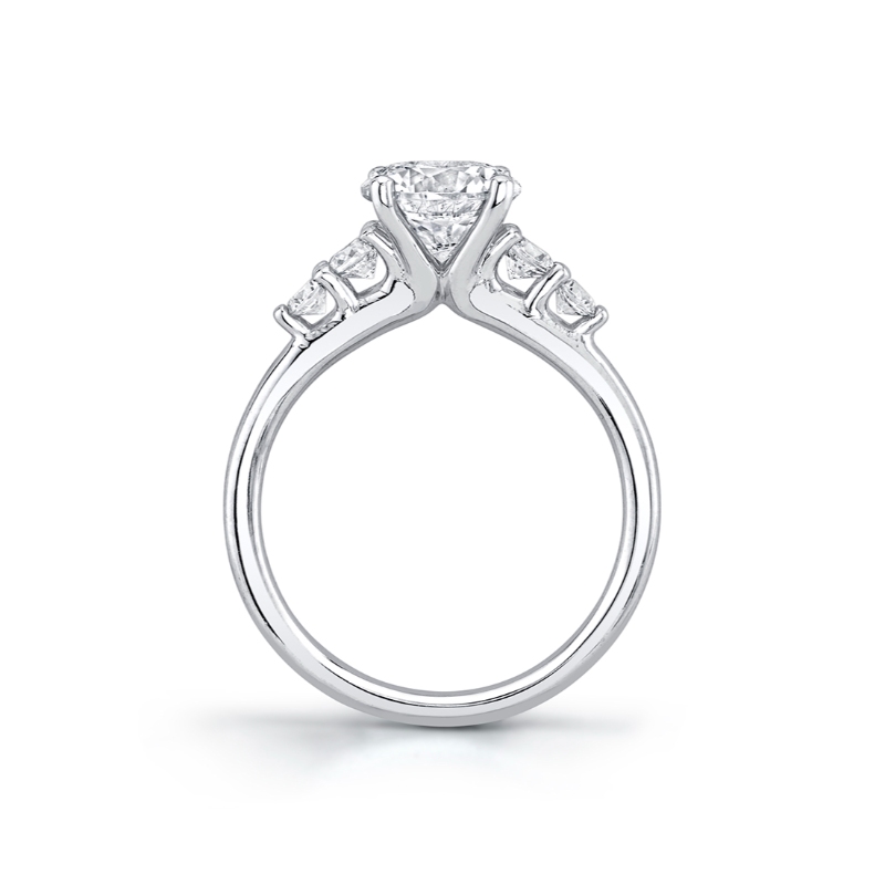 Round Cut Multi Side Stone Engagement Ring - Daria