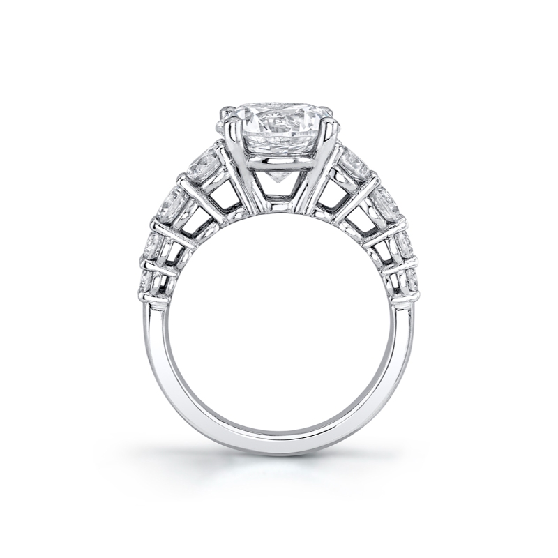 Round Cut Thick Diamond Band Engagement Ring - Collins