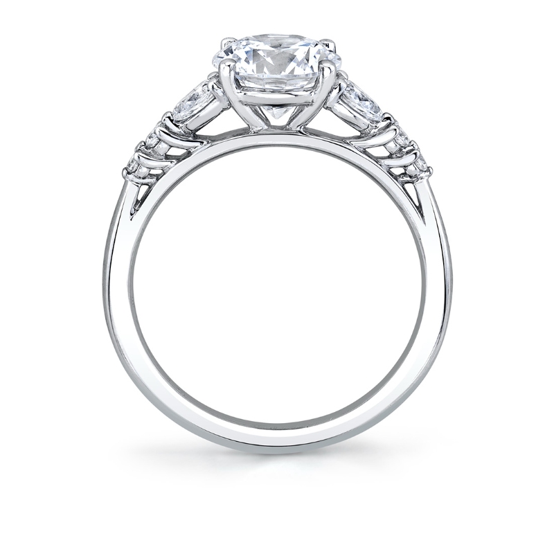 Round Cut Multi Side Stone Engagement Ring - Galena