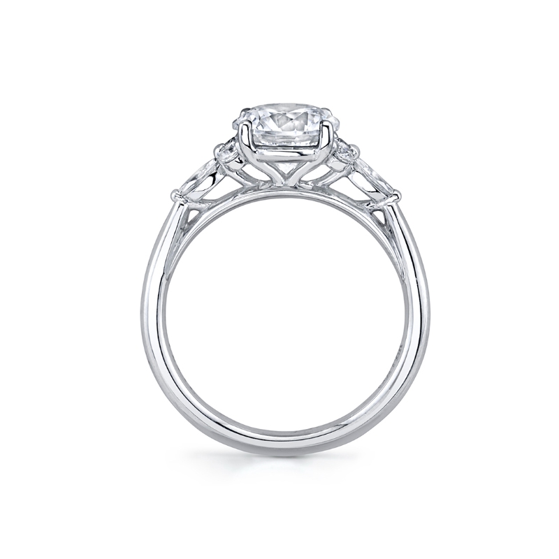 Round Cut Multi Side Stone Engagement Ring - Linnea