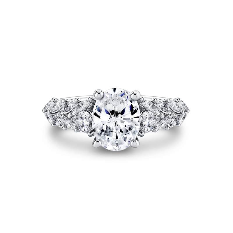 Tulira Flared Marquise Floral Inspired Engagement Ring - Camellia