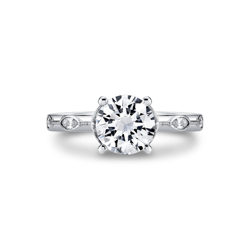 Tulira Bezel Petal and Leaf Engagement Ring - Opal