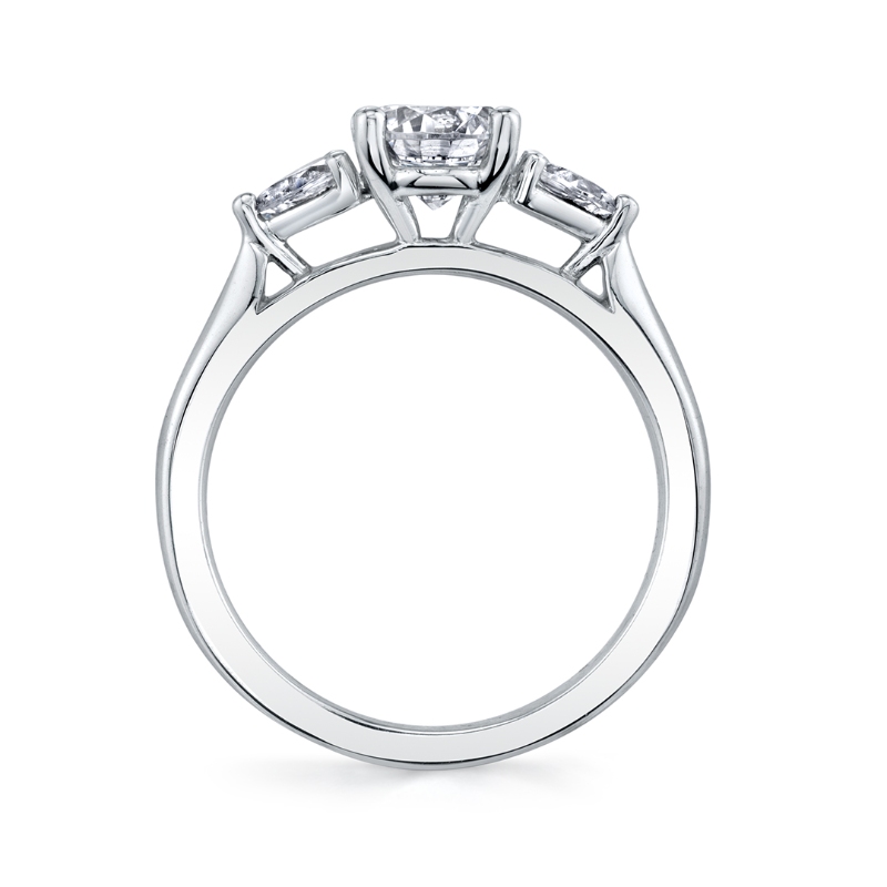 Round Cut Three Stone Engagement Ring - Martine