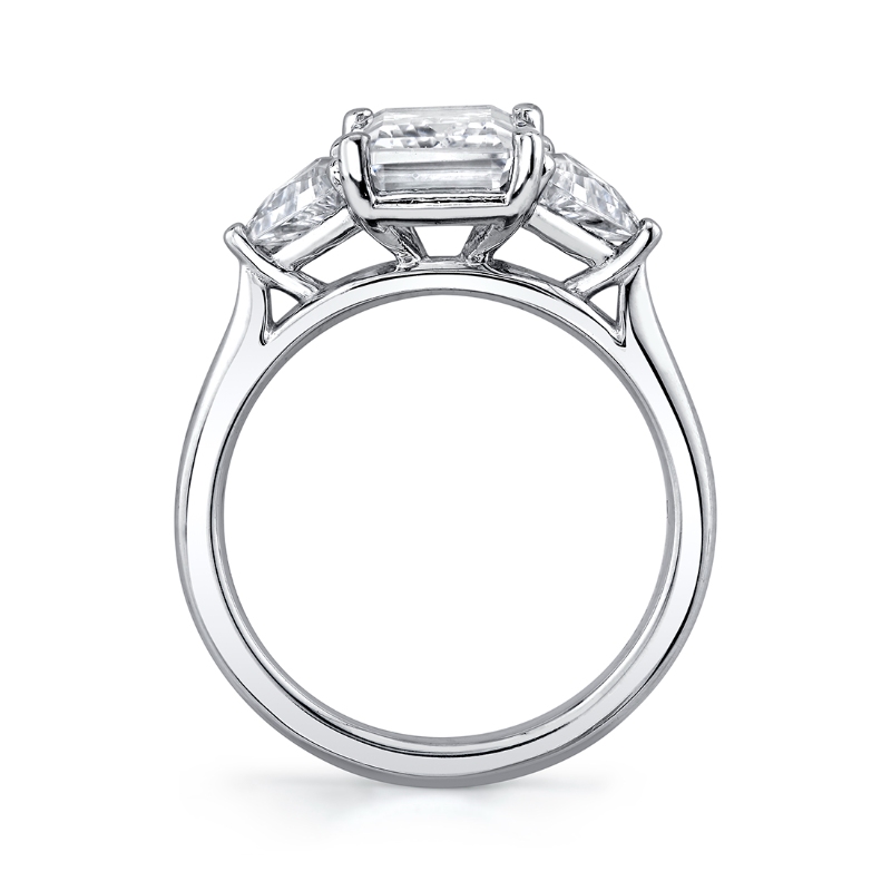 Emerald Cut Unique Three Stone Engagement Ring - Teresia