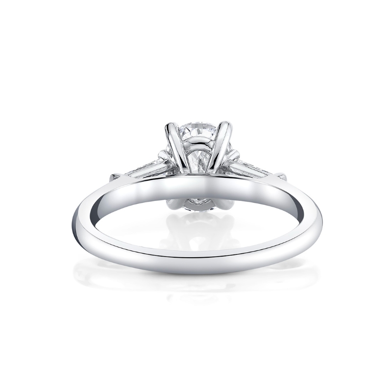 Oval Cut Three Stone Engagement Ring with Baguettes - Nicolette