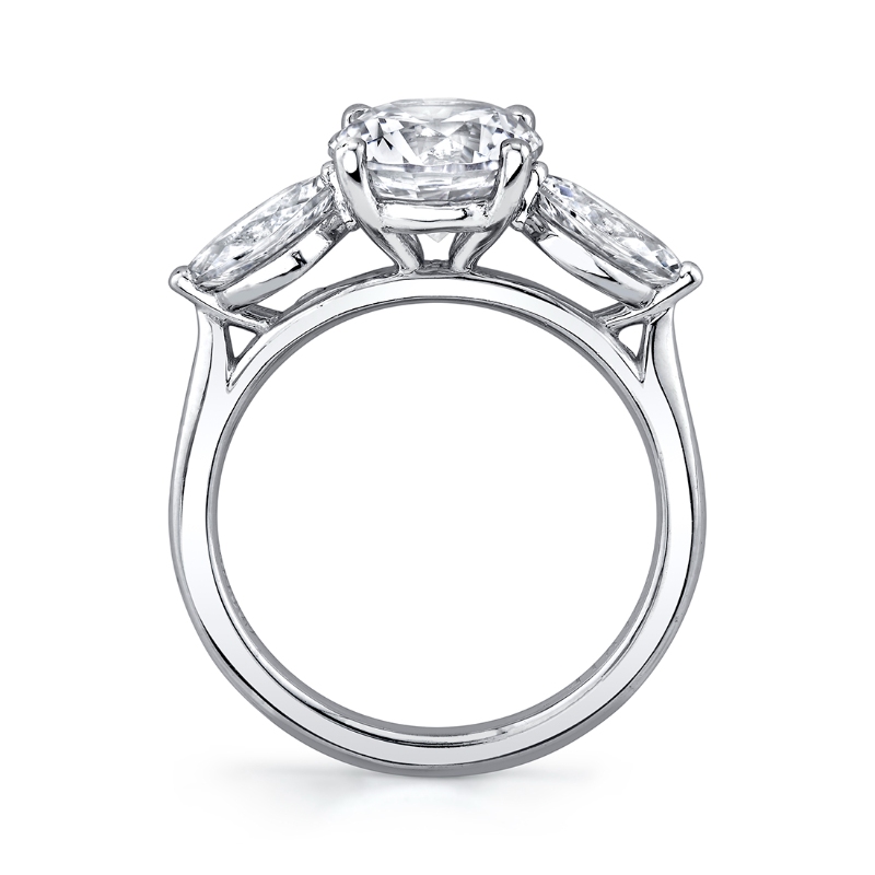 Round Cut Unique Three Stone Engagement Ring - Arya