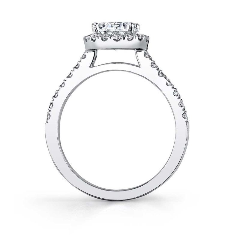 Emerald Cut East-West Classic Halo Engagement Ring - Chantelle