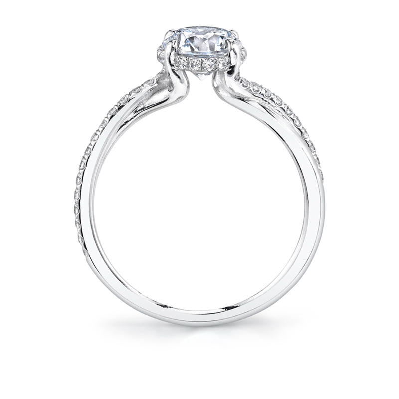Round Cut Spiral Engagement Ring with Hidden Halo - Ilaria