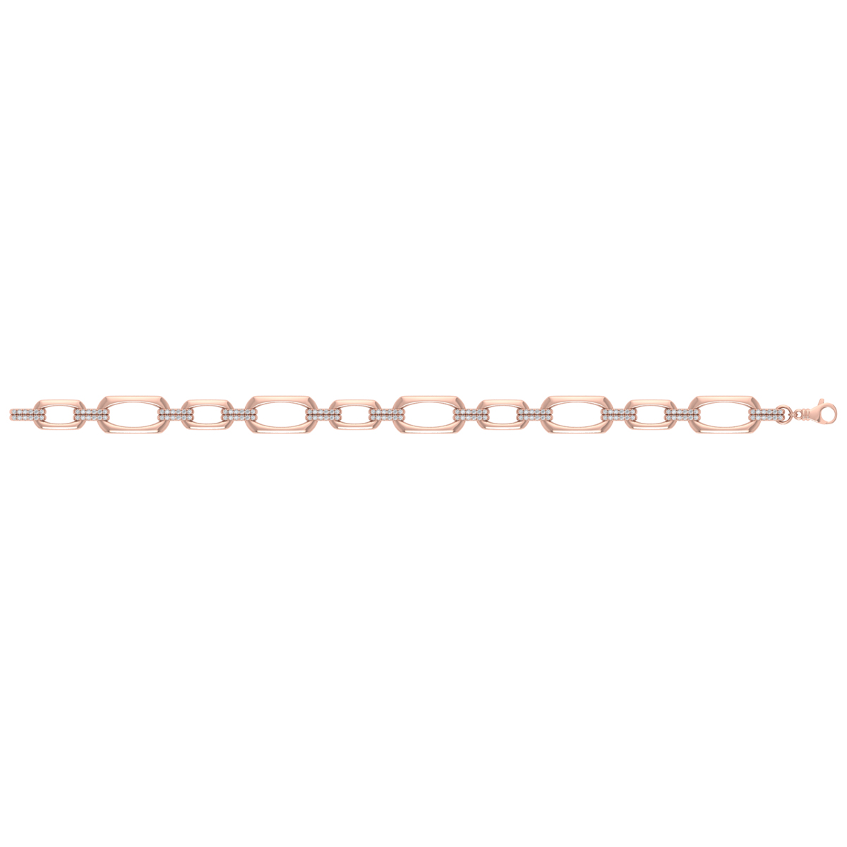 Diamond Accent East West Open Oval Link Bracelet