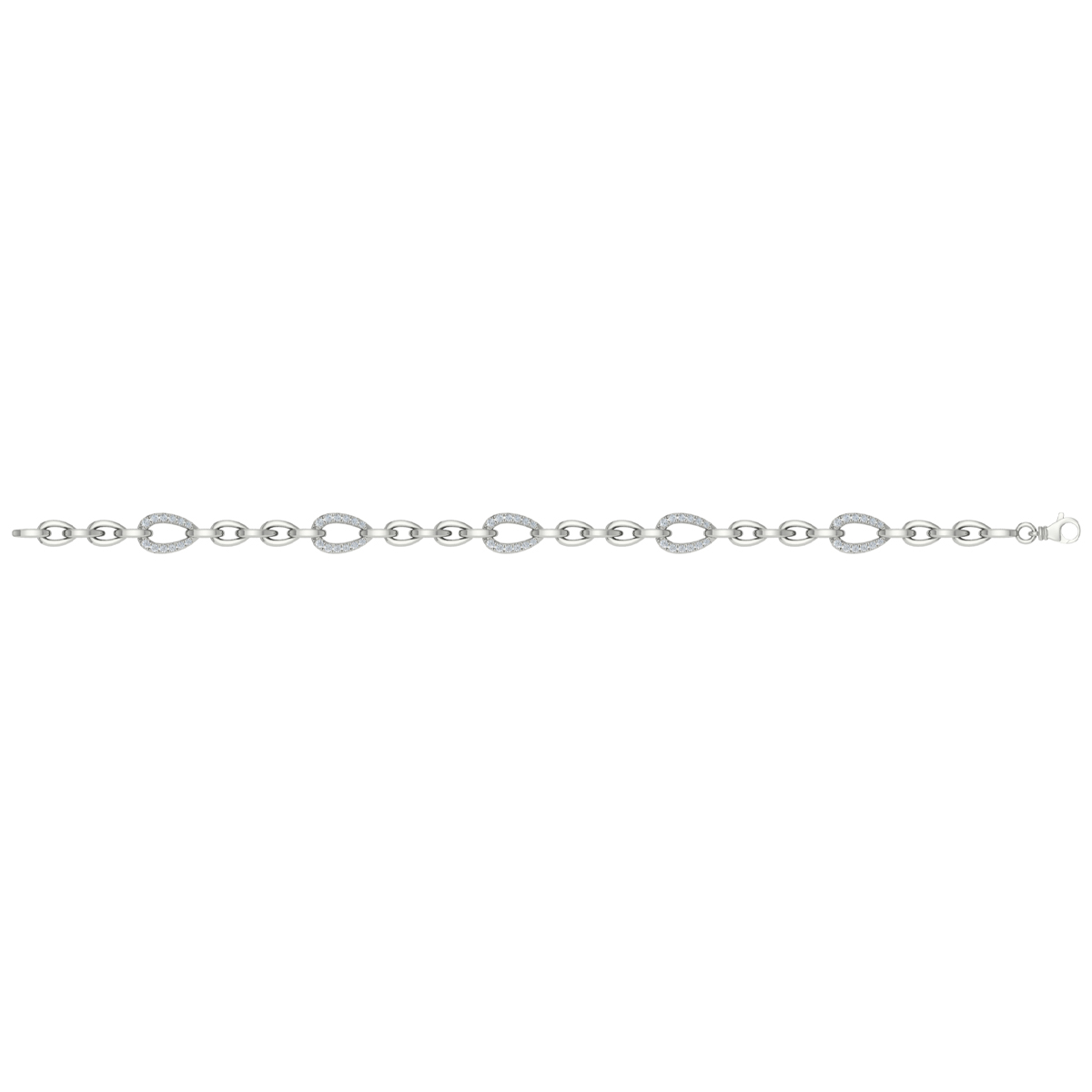 Diamond Open Tear Drop Link Bracelet