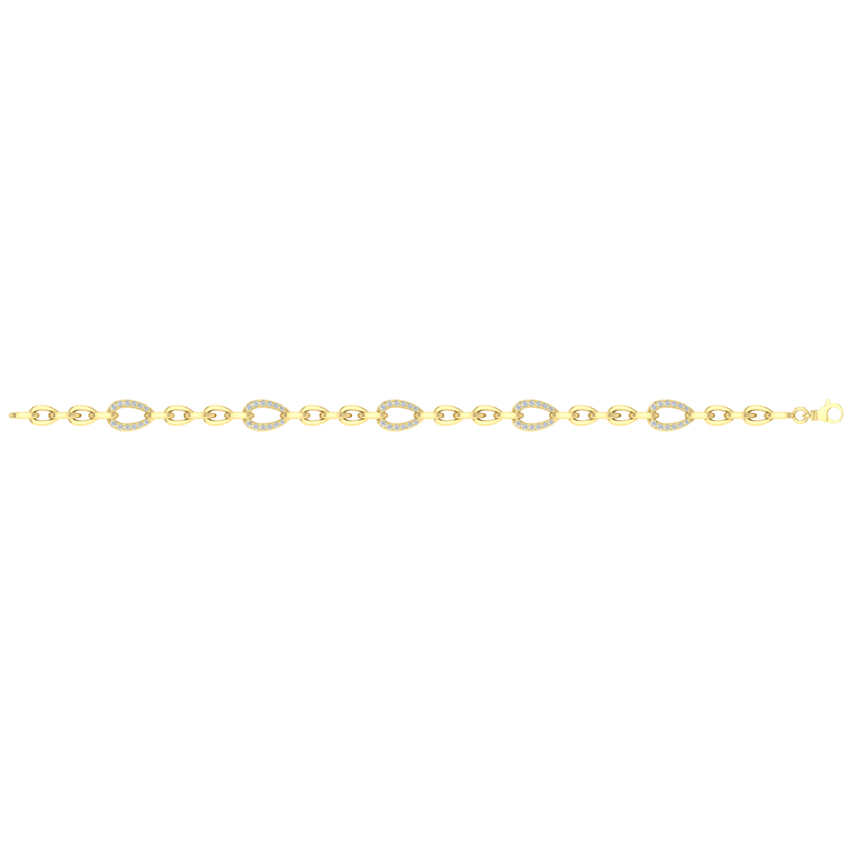 Diamond Open Tear Drop Link Bracelet