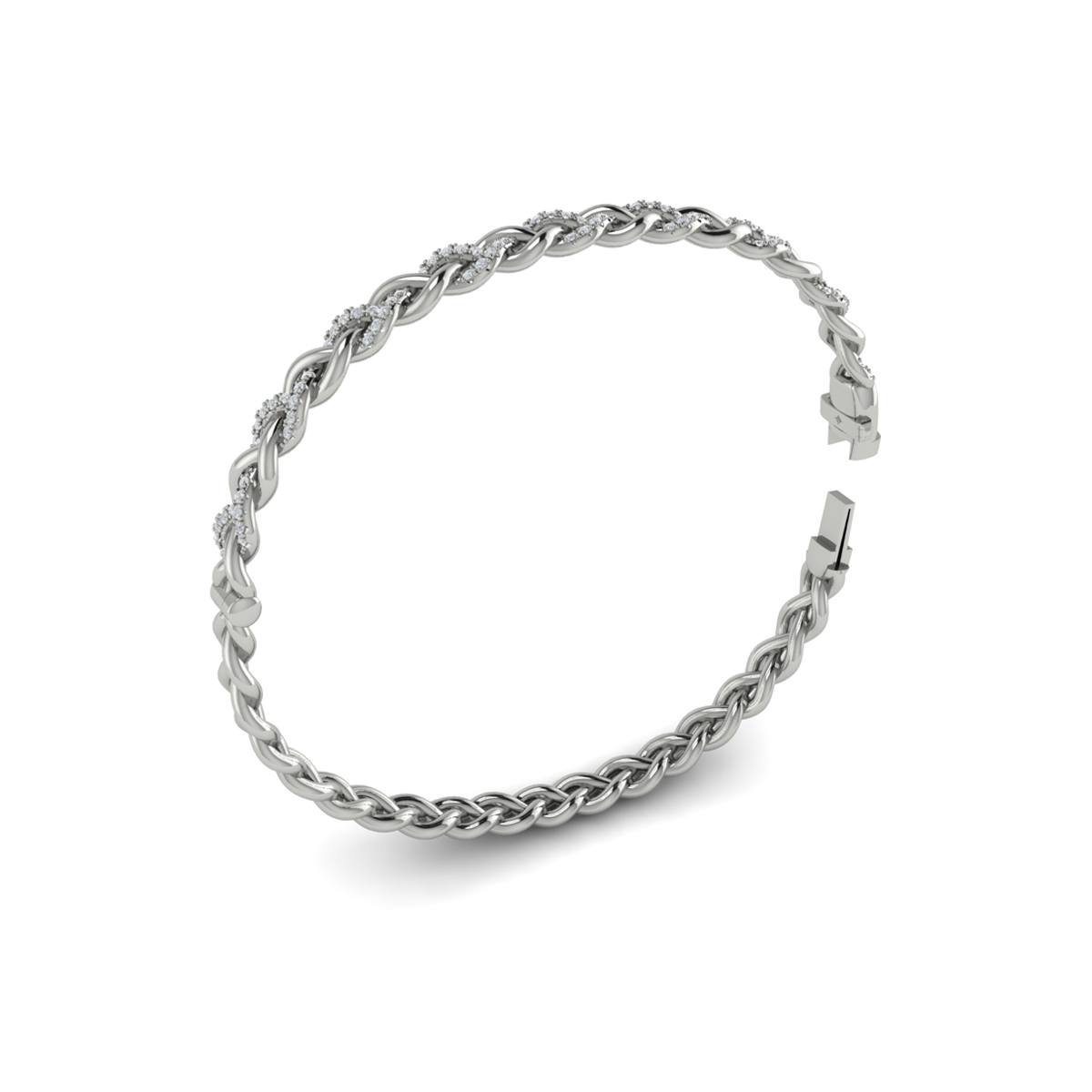 Alternating Diamond Twist Bangle Bracelet