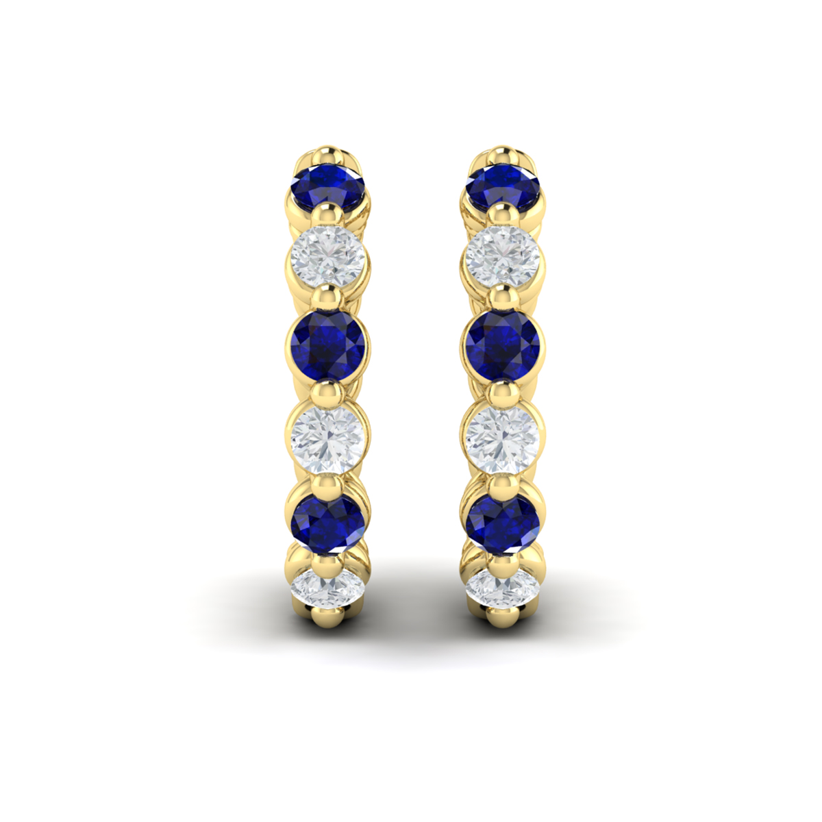 Diamond and Blue Sapphire Twist Hoop Earrings