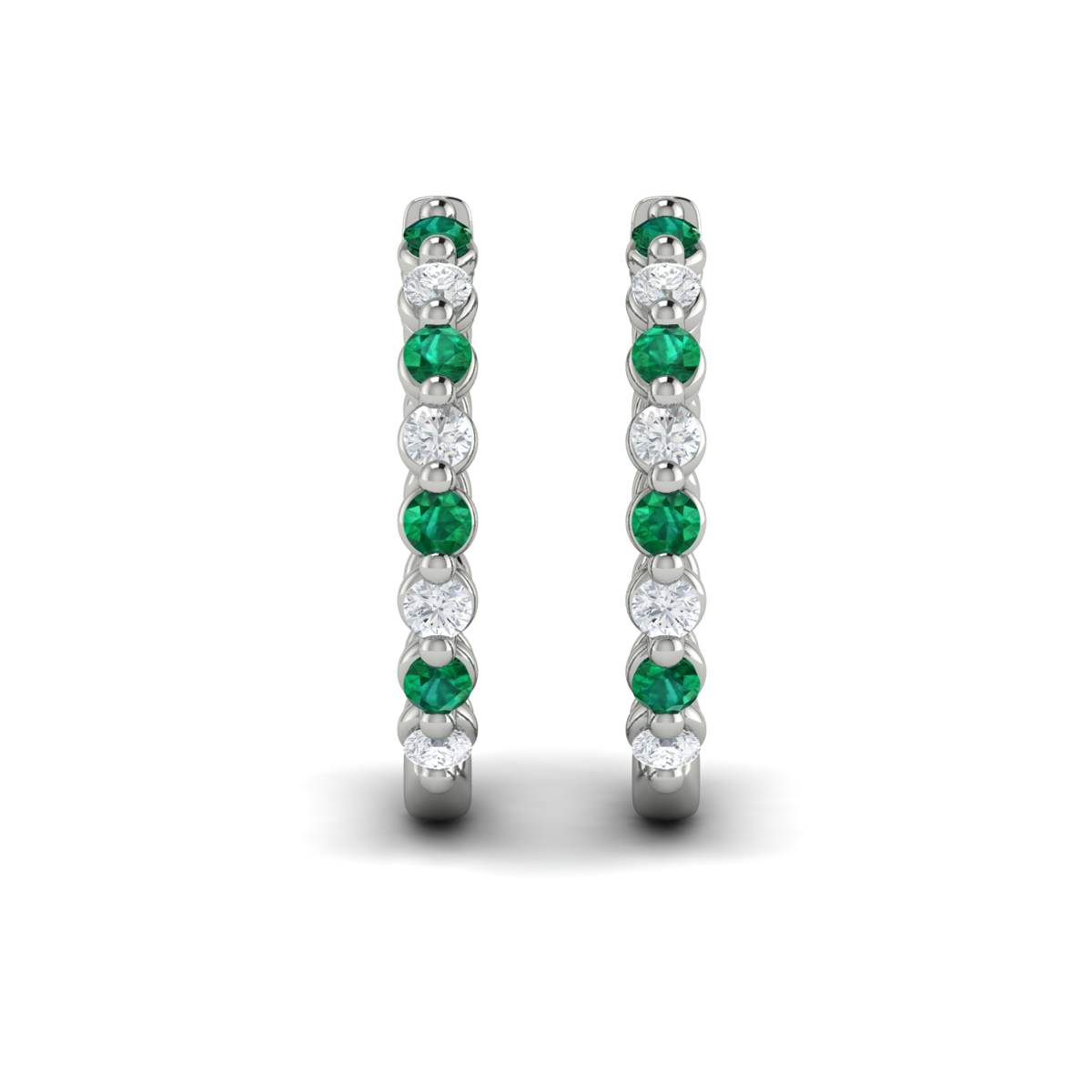 Diamond and Emerald Twist Hoop Earrings