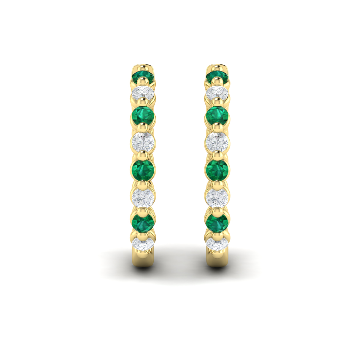 Diamond and Emerald Twist Hoop Earrings