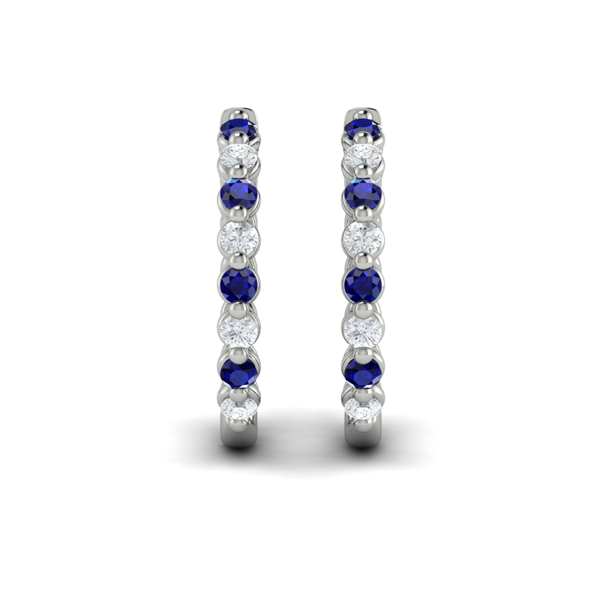 Diamond and Blue Sapphire Twist Hoop Earrings