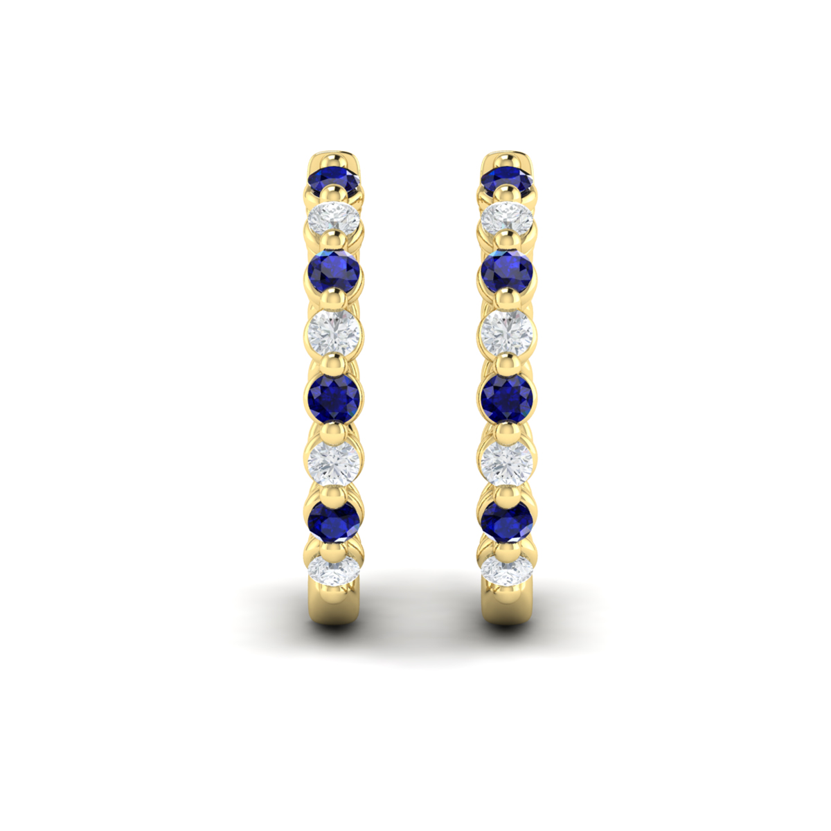 Diamond and Blue Sapphire Twist Hoop Earrings
