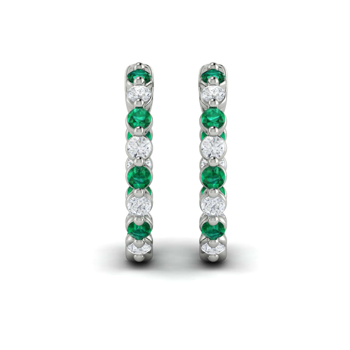 Inside Out Diamond and Emerald Hoop Earrings